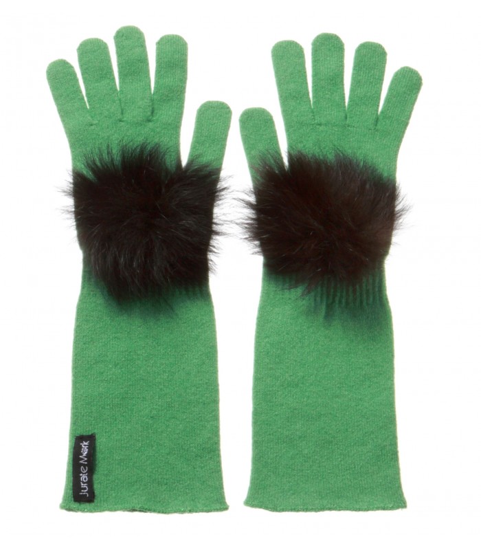 Cashmere Gloves with Fox Fur Decoration packaged in Signature box